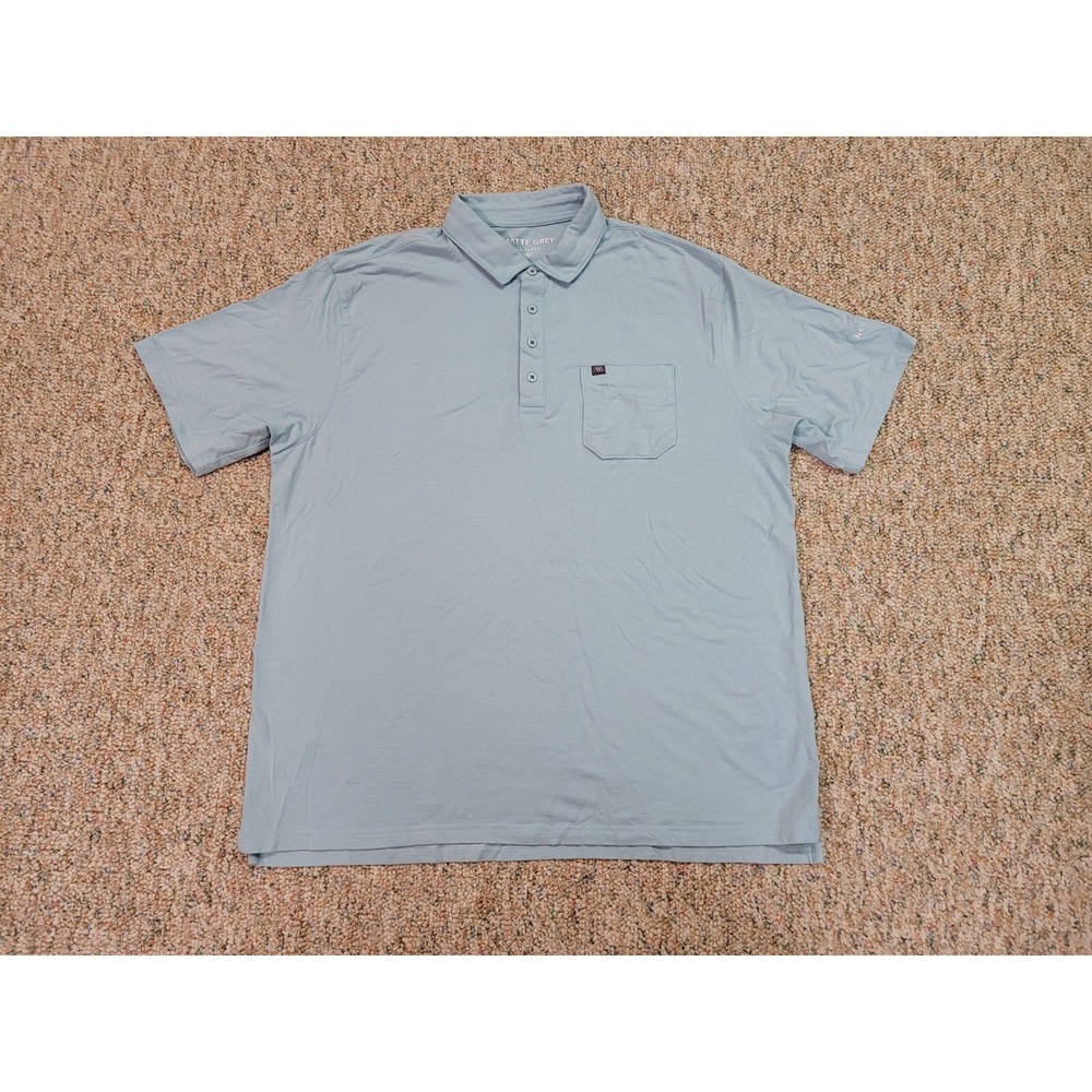 Matte Grey Polo Shirt Men 2XL Blue Performance Golf Pullover Stretch New Belgium